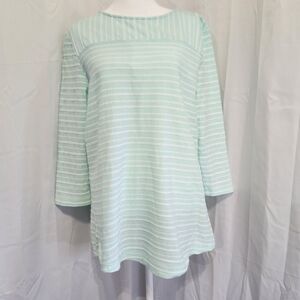 Northcrest Size Large Light Green Striped Women's Tunic